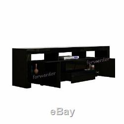 Large 200cm TV Unit Cabinet Stand Matt Body High Gloss 2 Doors 2 Drawers RGB LED