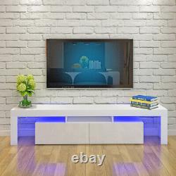 Large 200cm TV Unit Cabinet Stand White High Gloss Doors Sideboard LED Lights