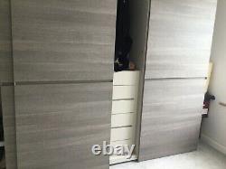 Large 3 Door Sliding Wardrobe-drawers-hanging Rails-storage-113 Wide-tcl