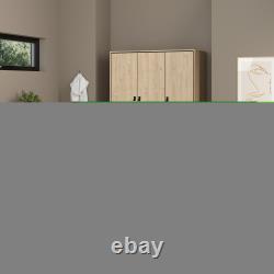 Large 3-Door Wardrobe Drawers & Hanging Rail, Modern Bedroom Storage