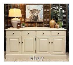 Large 4 Door Painted Pine Sideboard in Drop Cloth 168cm- Delivery Available