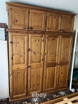 Large 4 Door Pine Wardrobe With Top Box