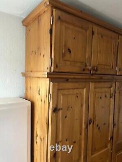 Large 4 Door Pine Wardrobe With Top Box