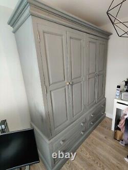 Large 4 door + 4 drawer solid pine shabby chic wardrobe