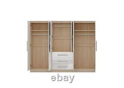 Large 6 door bedroom set, wardrobe, Chest, 2x Bedside drawer, WHITE HIGH GLOSS