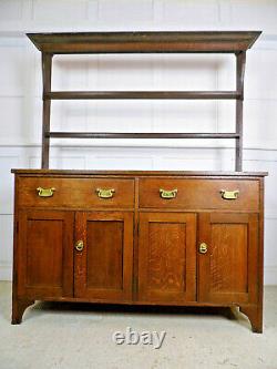 Large Antique 19th Century Oak Farmhouse Dresser Sideboard cabinet plate rack