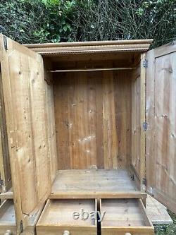 Large Antique Dutch European Pine Hall Cupboard Knockdown Wardrobe