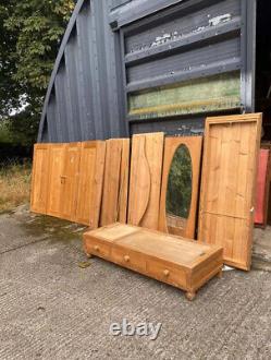 Large Antique Dutch European Pine Hall Cupboard Knockdown Wardrobe