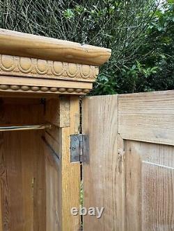 Large Antique Dutch European Pine Hall Cupboard Knockdown Wardrobe