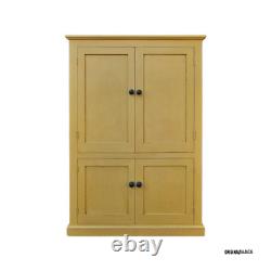 Large Antique Pine Housekeepers Linen Cupboard Mustard Yellow