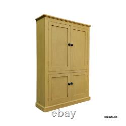 Large Antique Pine Housekeepers Linen Cupboard Mustard Yellow