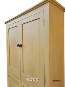Large Antique Pine Housekeepers Linen Cupboard Mustard Yellow