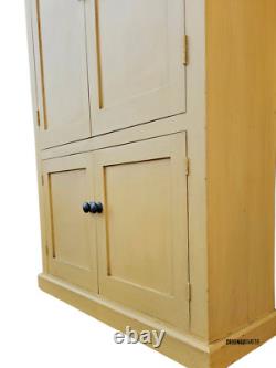 Large Antique Pine Housekeepers Linen Cupboard Mustard Yellow