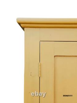 Large Antique Pine Housekeepers Linen Cupboard Mustard Yellow