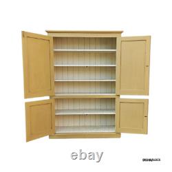 Large Antique Pine Housekeepers Linen Cupboard Mustard Yellow