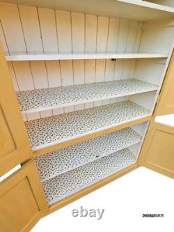 Large Antique Pine Housekeepers Linen Cupboard Mustard Yellow