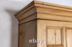 Large Antique Pine Housekeepers Storage Cupboard With Doors And Internal Shelves