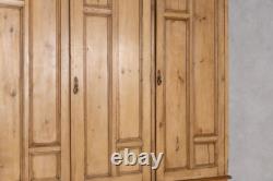 Large Antique Pine Housekeepers Storage Cupboard With Doors And Internal Shelves