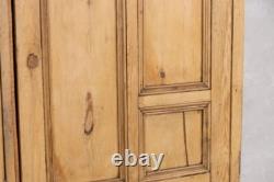 Large Antique Pine Housekeepers Storage Cupboard With Doors And Internal Shelves