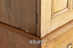 Large Antique Pine Housekeepers Storage Cupboard With Doors And Internal Shelves
