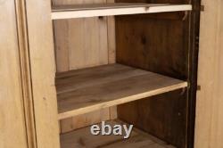 Large Antique Pine Housekeepers Storage Cupboard With Doors And Internal Shelves