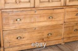 Large Antique Pine Housekeepers Storage Cupboard With Doors And Internal Shelves