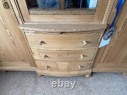 Large Antique Pine Wardrobe with Shelves, Drawers, Full Height Hanging