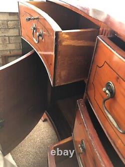 Large Antique Serpentine sideboard, 6 drawers (3 Locking) +2 Locking Cupboards