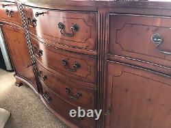 Large Antique Serpentine sideboard, 6 drawers (3 Locking) +2 Locking Cupboards