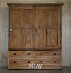 Large Antique Victorian Circa 1880 Pine Housekeepers Cupboard Drawers Linen Pots