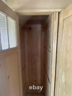 Large Antique Victorian European Pine Hall Cupboard Knockdown Wardrobe