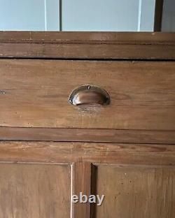 Large Antique Victorian Pine Sideboard Cupboard Server Dresser Kitchen Unit