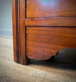 Large Antique Victorian Walnut Mirror Door Wardrobe With Base Drawer