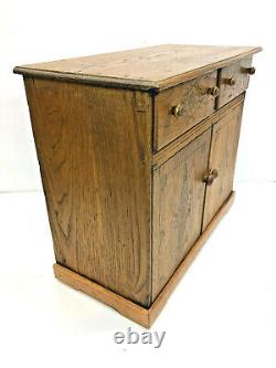 Large Antique circa (1895) 2 Drawer 2 Door Golden Oak Wood Spice Box Cabinet