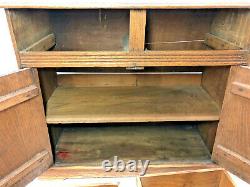 Large Antique circa (1895) 2 Drawer 2 Door Golden Oak Wood Spice Box Cabinet