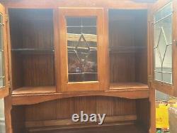 Large Brown Wooden Display Cabinet Dresser with Drawers & Cupboards Kitchen Unit