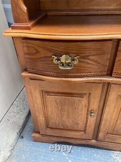 Large Brown Wooden Display Cabinet Dresser with Drawers & Cupboards Kitchen Unit