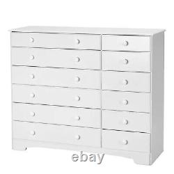 Large Chest Of 12 6+6 Drawers Bedroom Drawer Chests Clothing Cabinet White Wood