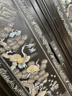 Large Chinese Wardrobe / Oriental Four Door Wardrobe / Chinoiserie Wardrobe