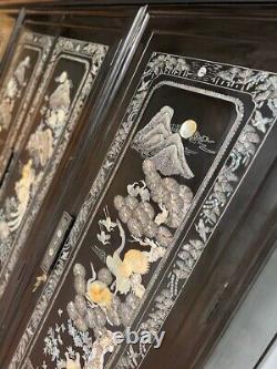 Large Chinese Wardrobe / Oriental Four Door Wardrobe / Chinoiserie Wardrobe