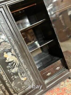 Large Chinese Wardrobe / Oriental Four Door Wardrobe / Chinoiserie Wardrobe