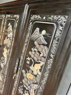 Large Chinese Wardrobe / Oriental Four Door Wardrobe / Chinoiserie Wardrobe