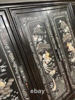 Large Chinese Wardrobe / Oriental Four Door Wardrobe / Chinoiserie Wardrobe