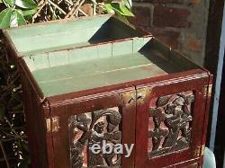 Large Chinese desk top cabinet with 2 doors 5 drawers 1 secret and a lid box