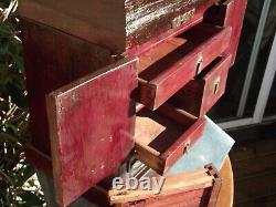 Large Chinese desk top cabinet with 2 doors 5 drawers 1 secret and a lid box