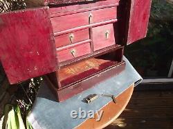 Large Chinese desk top cabinet with 2 doors 5 drawers 1 secret and a lid box