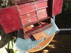 Large Chinese desk top cabinet with 2 doors 5 drawers 1 secret and a lid box