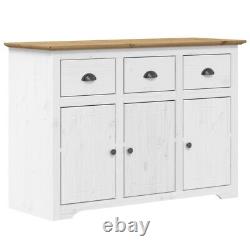 Large Classic Solid Pine Wood White Sideboard Storage Cabinet 3 Drawers Doors