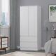 Large Combination Wardrobe 2 Drawer 2 Door Matt White White Melamine coating