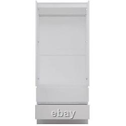 Large Combination Wardrobe 2 Drawer 2 Door Matt White White Melamine coating